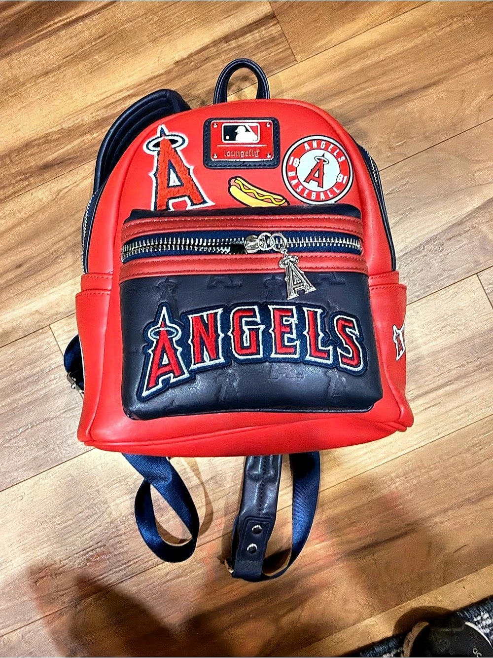 Loungefly MLB LA Angels Patches Mini Backpack Red & Blue
